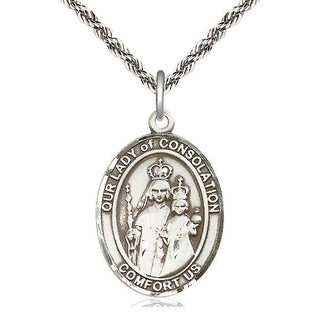 Sterling Silver Our Lady of Consolation Medal Catholic Jewelry Engraved Catholic Saint Jewelry