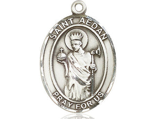 Sterling Silver Saint Aedan of Ferns Medal Catholic Jewelry Engraved Catholic Saint Jewelry