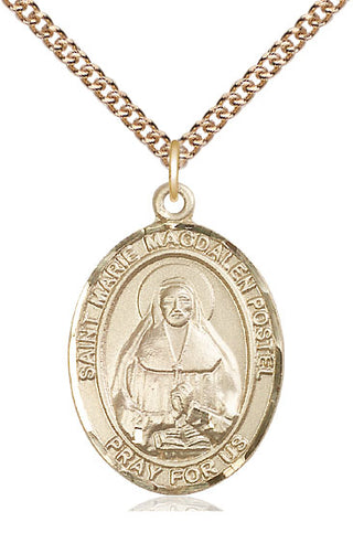14kt Gold Marie Magdalen Postel Medal Engraved Catholic Saint Jewelry