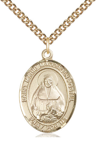 14kt Gold Marie Magdalen Postel Medal Engraved Catholic Saint Jewelry