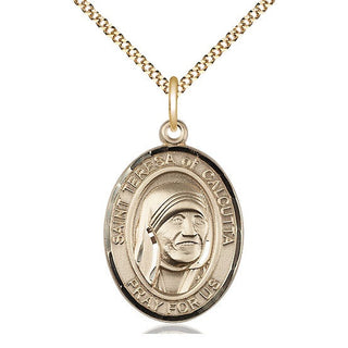 14kt Gold Filled Saint Teresa of Calcutta Medal Catholic Jewelry Engraved Catholic Saint Jewelry