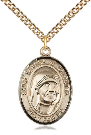 14kt Gold Filled Saint Teresa of Calcutta Medal Catholic Jewelry Engraved Catholic Saint Jewelry