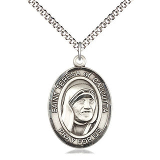 Pewter Saint Teresa of Calcutta Medal Catholic Jewelry Engraved Catholic Saint Jewelry