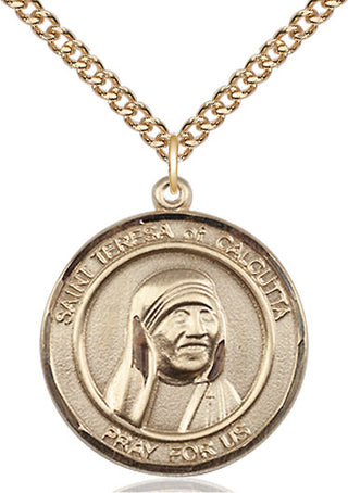 14kt Gold Filled Saint Teresa of Calcutta Medal Catholic Jewelry Engraved Catholic Saint Jewelry