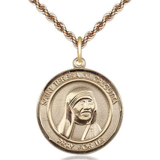 14kt Gold Filled Saint Teresa of Calcutta Medal Catholic Jewelry Engraved Catholic Saint Jewelry