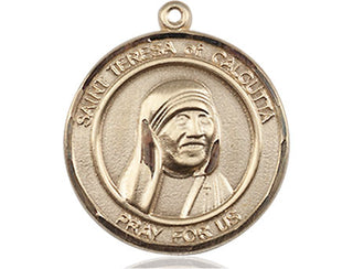 14kt Gold Saint Teresa of Calcutta Medal Engraved Catholic Saint Jewelry