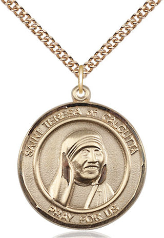 14kt Gold Saint Teresa of Calcutta Medal Engraved Catholic Saint Jewelry