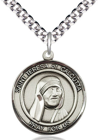 Pewter Saint Teresa of Calcutta Medal Catholic Jewelry Engraved Catholic Saint Jewelry