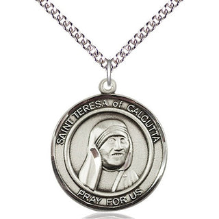 Sterling Silver Saint Teresa of Calcutta Medal Catholic Jewelry Engraved Catholic Saint Jewelry