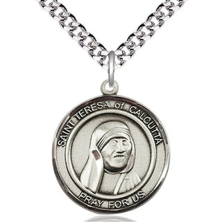 Sterling Silver Saint Teresa of Calcutta Medal Catholic Jewelry Engraved Catholic Saint Jewelry