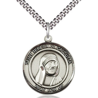Sterling Silver Saint Teresa of Calcutta Medal Catholic Jewelry Engraved Catholic Saint Jewelry