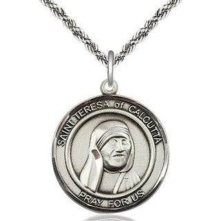 Sterling Silver Saint Teresa of Calcutta Medal Catholic Jewelry Engraved Catholic Saint Jewelry