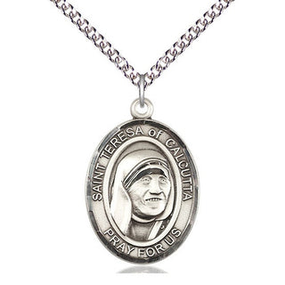 Sterling Silver Saint Teresa of Calcutta Medal Catholic Jewelry Engraved Catholic Saint Jewelry