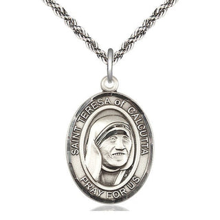 Sterling Silver Saint Teresa of Calcutta Medal Catholic Jewelry Engraved Catholic Saint Jewelry