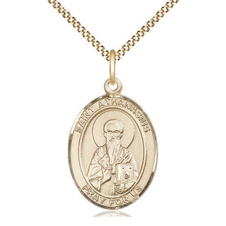 14kt Gold Filled Saint Athanasius Medal Catholic Jewelry Engraved Catholic Saint Jewelry