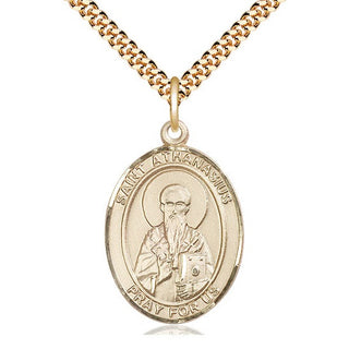 14kt Gold Filled Saint Athanasius Medal Catholic Jewelry Engraved Catholic Saint Jewelry