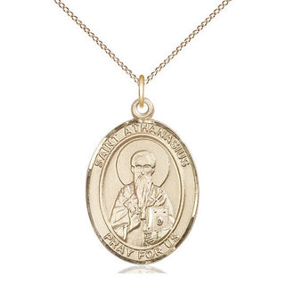 14kt Gold Saint Athanasius Medal Engraved Catholic Saint Jewelry