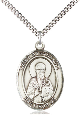 Pewter Saint Athanasius Medal Catholic Jewelry Engraved Catholic Saint Jewelry