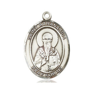 Sterling Silver Saint Athanasius Medal Catholic Jewelry Engraved Catholic Saint Jewelry