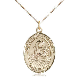 14kt Gold Filled Saint Lidwina of Schiedam Medal Catholic Jewelry Engraved Catholic Saint Jewelry