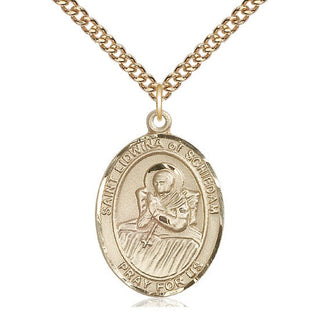 14kt Gold Filled Saint Lidwina of Schiedam Medal Catholic Jewelry Engraved Catholic Saint Jewelry