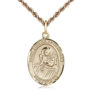 14kt Gold Filled Saint Lidwina of Schiedam Medal Catholic Jewelry Engraved Catholic Saint Jewelry