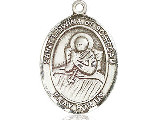 Sterling Silver Saint Lidwina of Schiedam Medal Catholic Jewelry Engraved Catholic Saint Jewelry