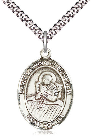 Sterling Silver Saint Lidwina of Schiedam Medal Catholic Jewelry Engraved Catholic Saint Jewelry