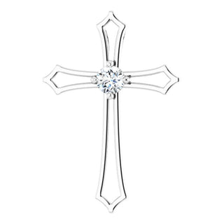 14K White 3 mm Round 1/10 CTW Natural Diamond Pendant