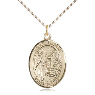 14kt Gold Filled Saint Fiacre Medal Catholic Jewelry Engraved Catholic Saint Jewelry