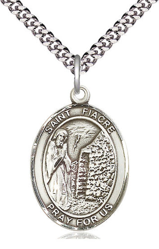 Sterling Silver Saint Fiacre Medal Catholic Jewelry Engraved Catholic Saint Jewelry