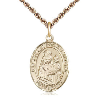 14kt Gold Filled Our Lady of Prompt Succor Medal Catholic Jewelry Engraved Catholic Saint Jewelry