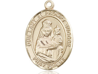 14kt Gold Our Lady of Prompt Succor Medal Engraved Catholic Saint Jewelry