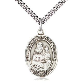 Pewter Our Lady of Prompt Succor Medal Catholic Jewelry Engraved Catholic Saint Jewelry