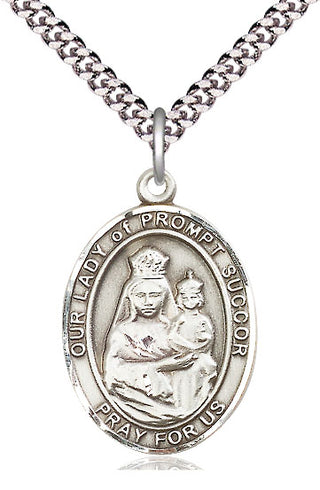 Sterling Silver Our Lady of Prompt Succor Medal Catholic Jewelry Engraved Catholic Saint Jewelry