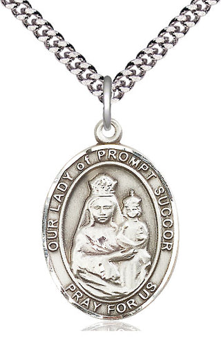 Sterling Silver Our Lady of Prompt Succor Medal Catholic Jewelry Engraved Catholic Saint Jewelry