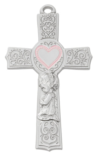 6-inch Pewter Baby Girl Cross Boxed