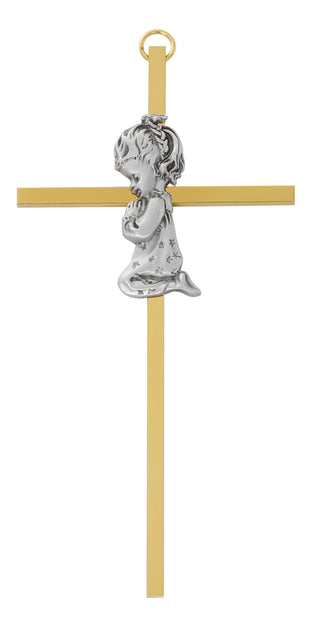 6-inch gold two-tone Girl cross