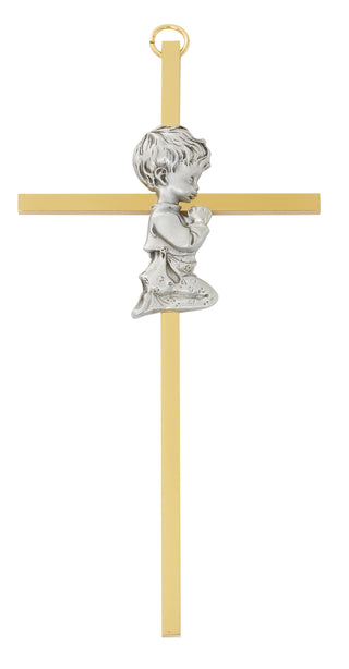 6-inch gold two-tone boy cross