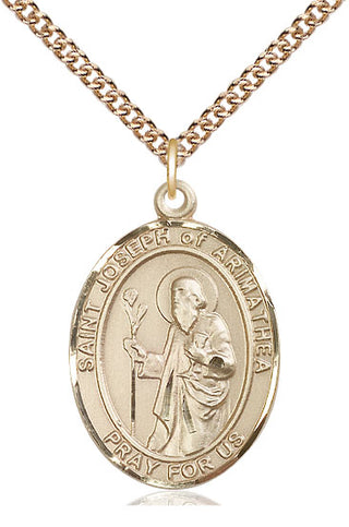 14kt Gold Saint Joseph of Arimathea Medal Engraved Catholic Saint Jewelry