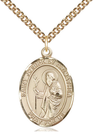 14kt Gold Saint Joseph of Arimathea Medal Engraved Catholic Saint Jewelry