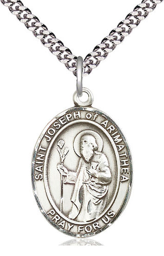 Pewter Saint Joseph of Arimathea Medal Catholic Jewelry Engraved Catholic Saint Jewelry