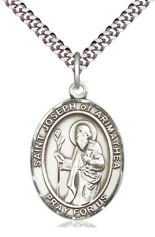 Sterling Silver Saint Joseph of Arimathea Medal Catholic Jewelry Engraved Catholic Saint Jewelry