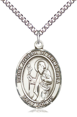 Sterling Silver Saint Joseph of Arimathea Medal Catholic Jewelry Engraved Catholic Saint Jewelry