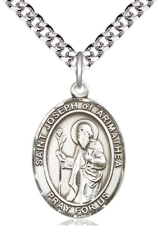 Sterling Silver Saint Joseph of Arimathea Medal Catholic Jewelry Engraved Catholic Saint Jewelry