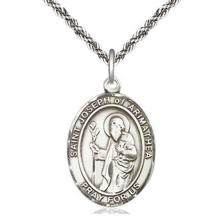 Sterling Silver Saint Joseph of Arimathea Medal Catholic Jewelry Engraved Catholic Saint Jewelry