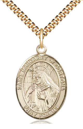14kt Gold Filled Saint Margaret of Cortona Medal Catholic Jewelry Engraved Catholic Saint Jewelry