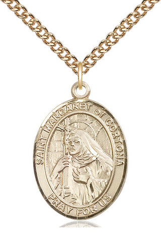 14kt Gold Filled Saint Margaret of Cortona Medal Catholic Jewelry Engraved Catholic Saint Jewelry