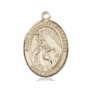 14kt Gold Saint Margaret of Cortona Medal Engraved Catholic Saint Jewelry