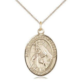 14kt Gold Saint Margaret of Cortona Medal Engraved Catholic Saint Jewelry